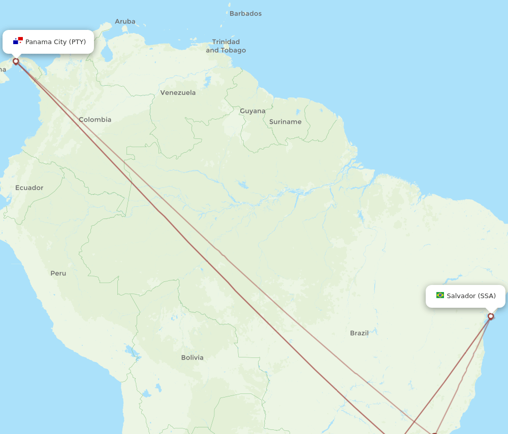 PTY-SSA flight routes