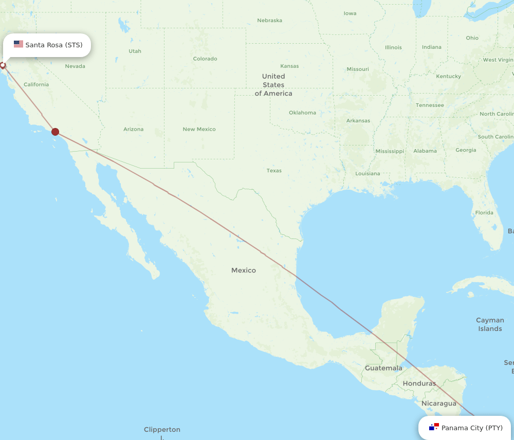 PTY-STS flight routes