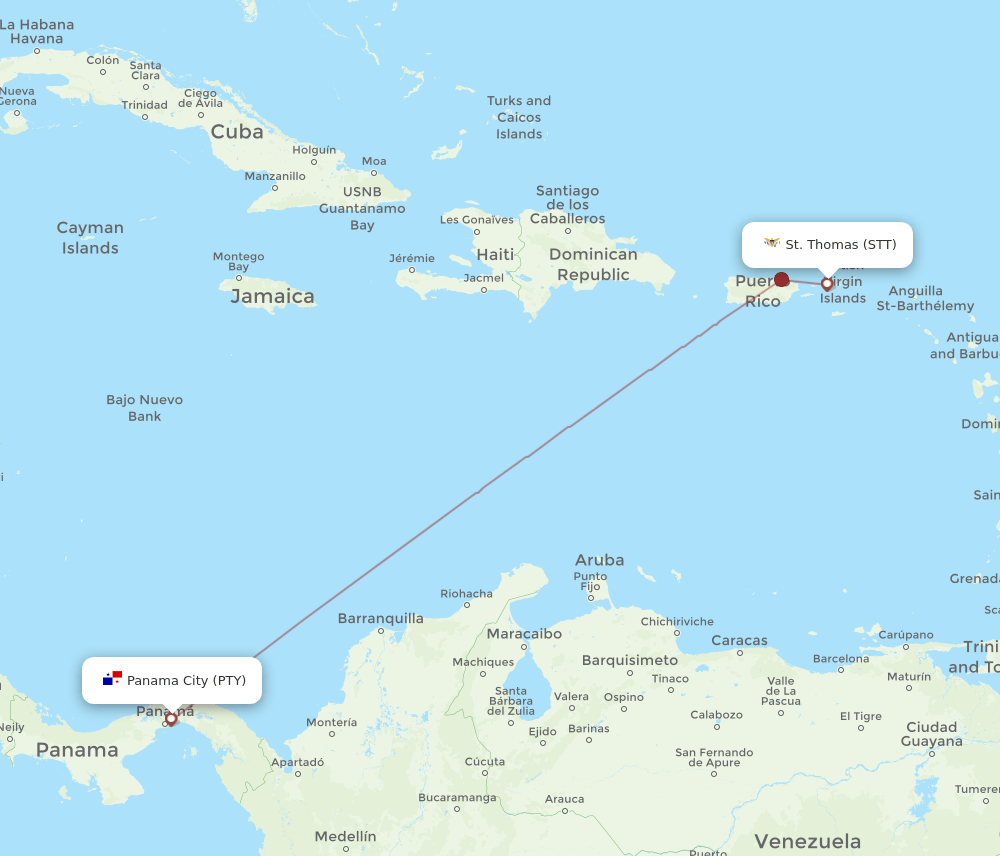 PTY-STT flight routes