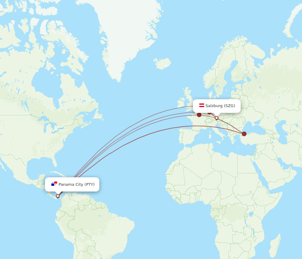 PTY to SZG flights and routes map