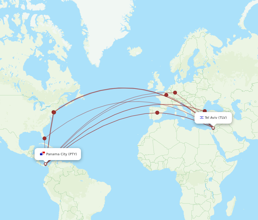 PTY-TLV flight routes