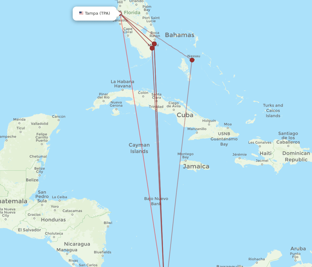 PTY-TPA flight routes