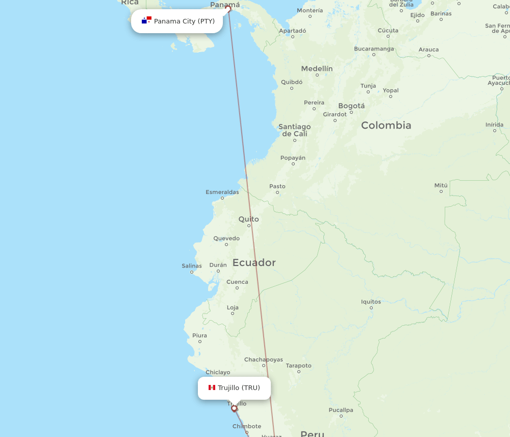 PTY-TRU flight routes
