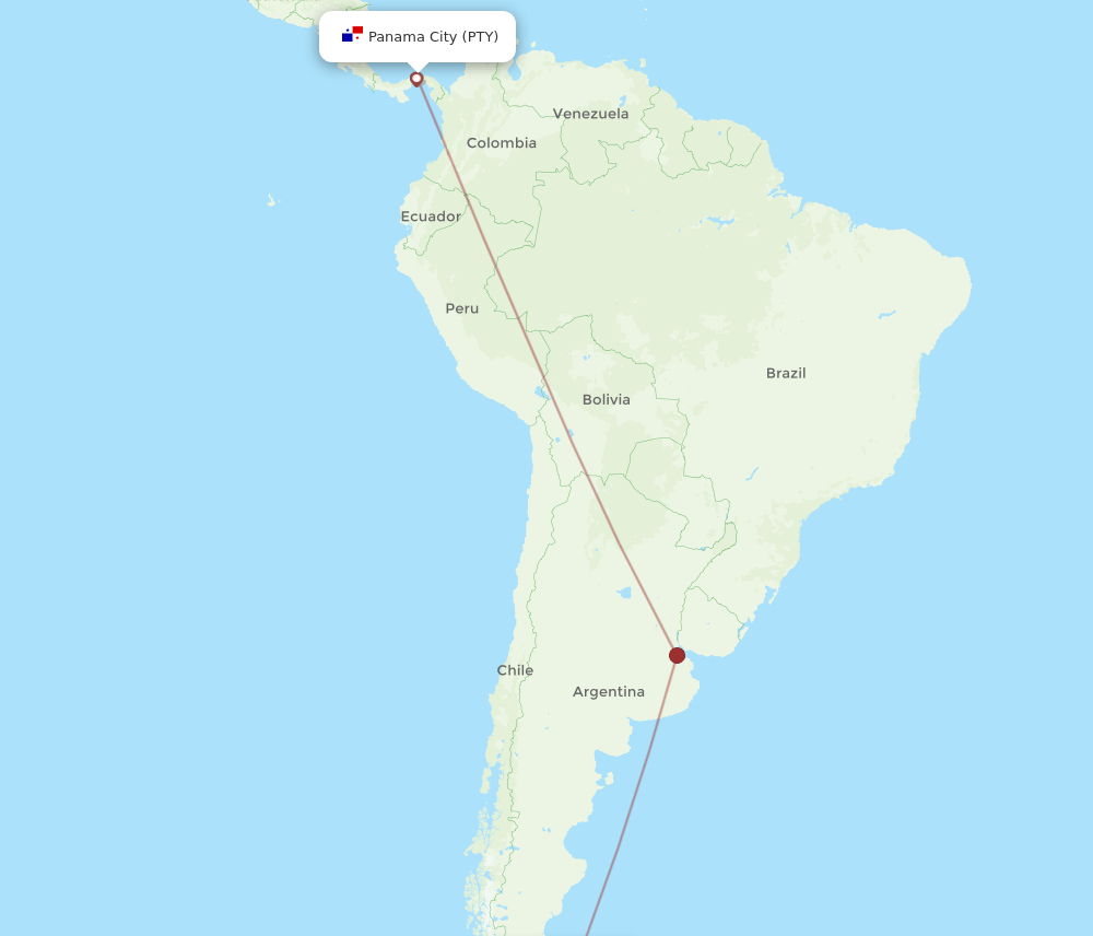 PTY to USH flights and routes map