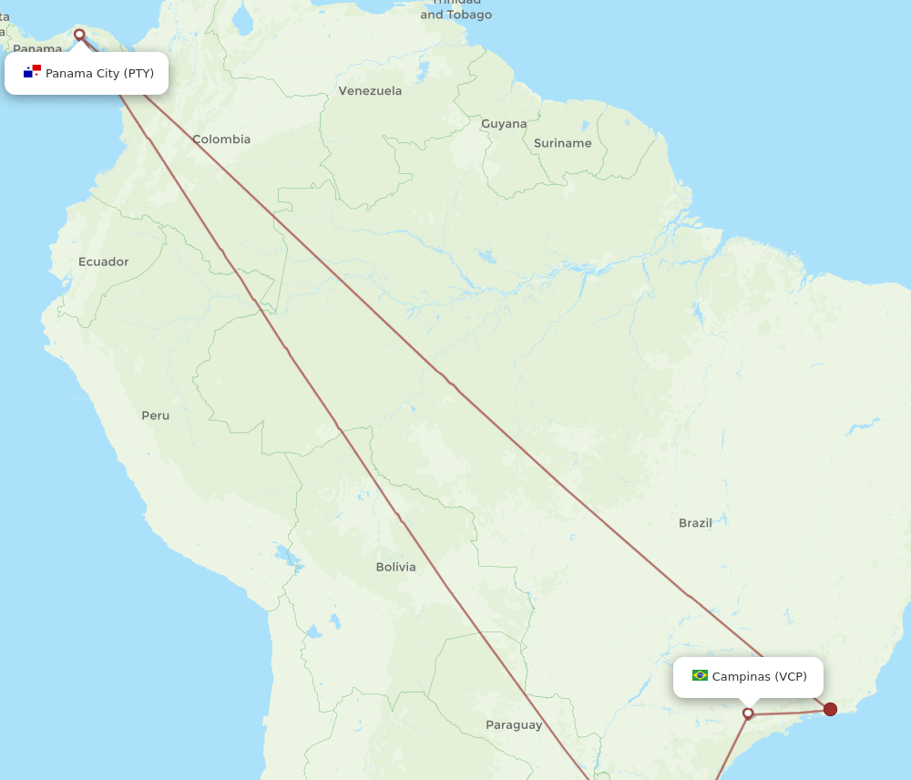 PTY-VCP flight routes