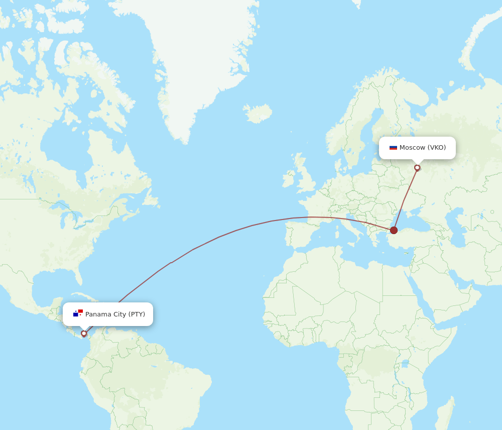 PTY to VKO flights and routes map