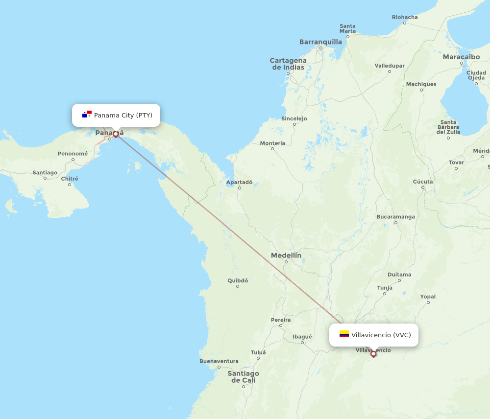 PTY-VVC flight routes
