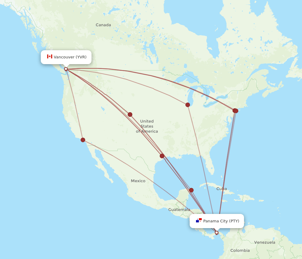 PTY-YVR flight routes
