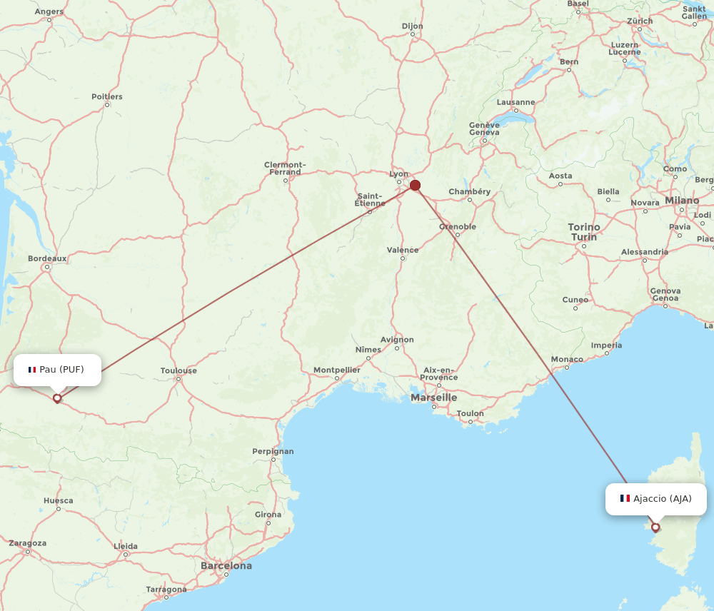 PUF to AJA flights and routes map