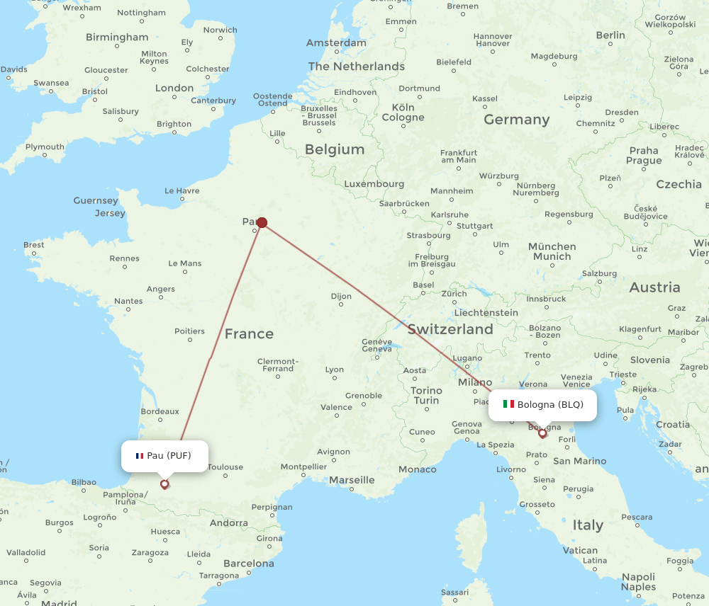PUF-BLQ flight routes
