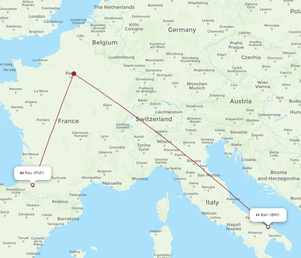 PUF-BRI flight routes