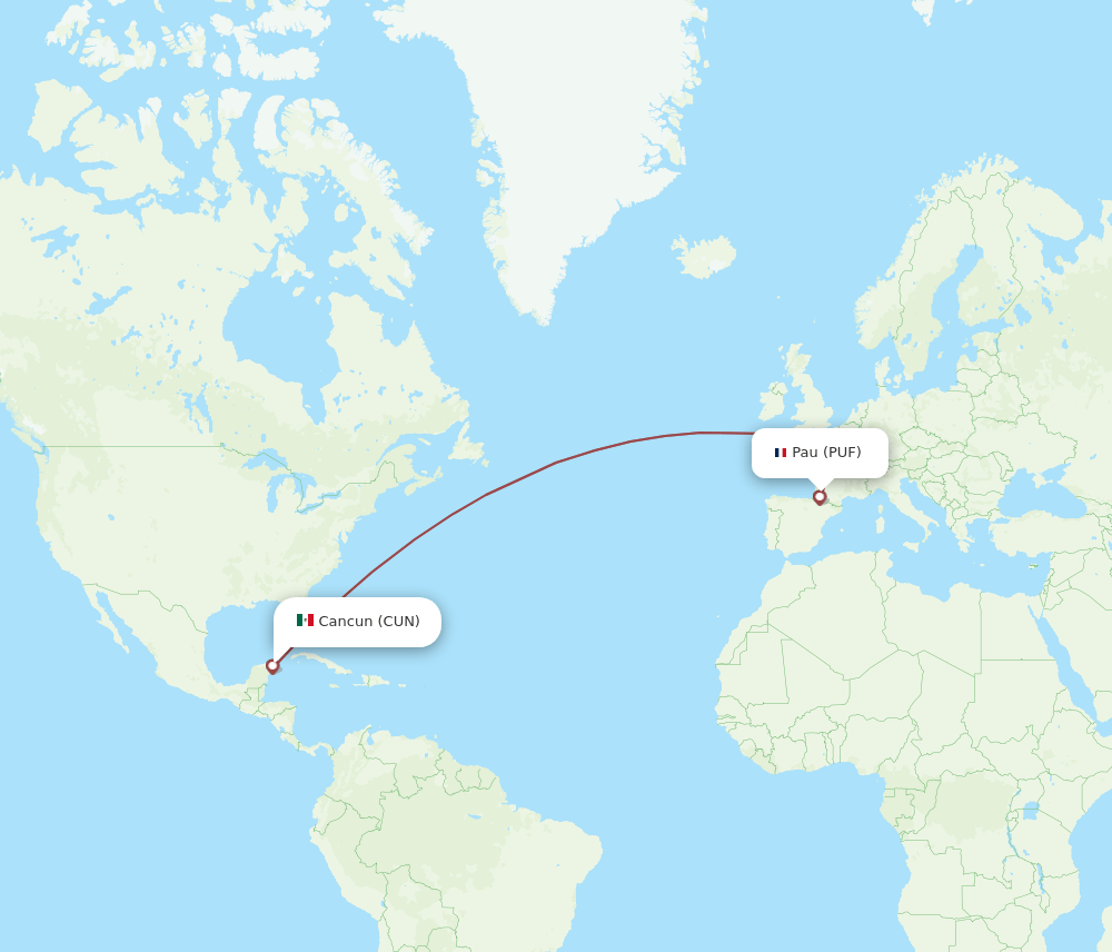 PUF-CUN flight routes
