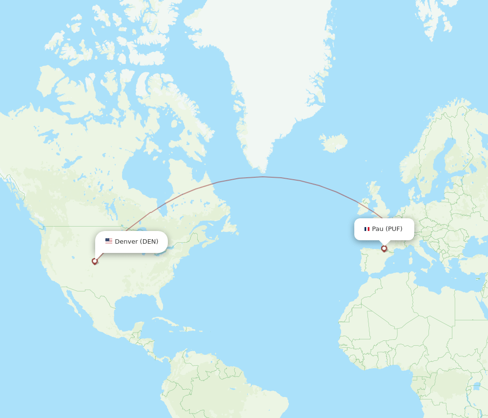 PUF to DEN flights and routes map