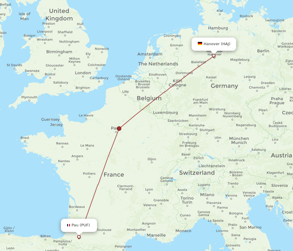 PUF-HAJ flight routes