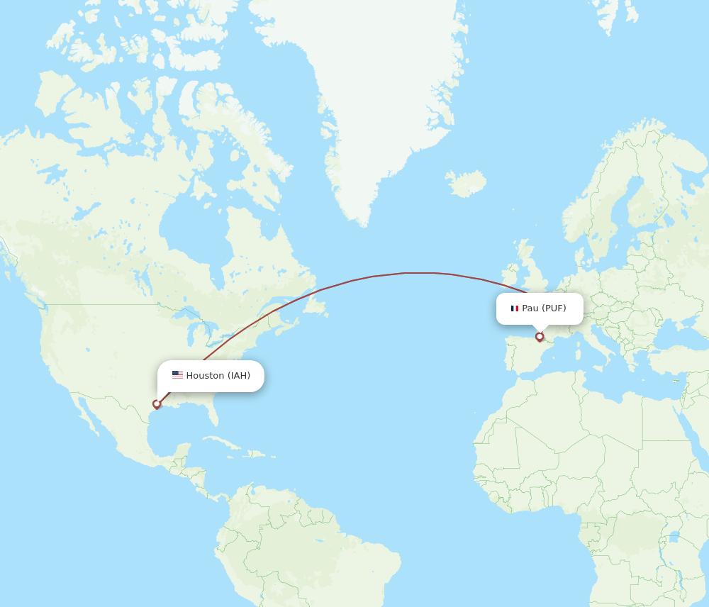 PUF to IAH flights and routes map