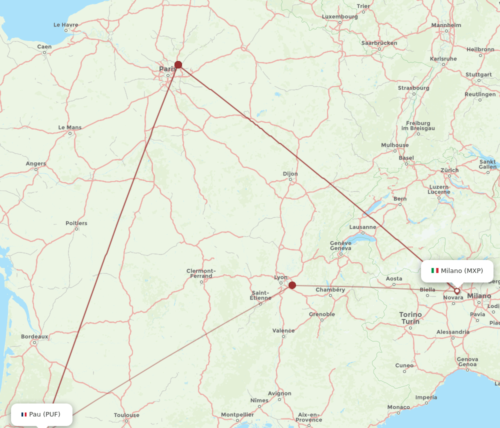 PUF-MXP flight routes