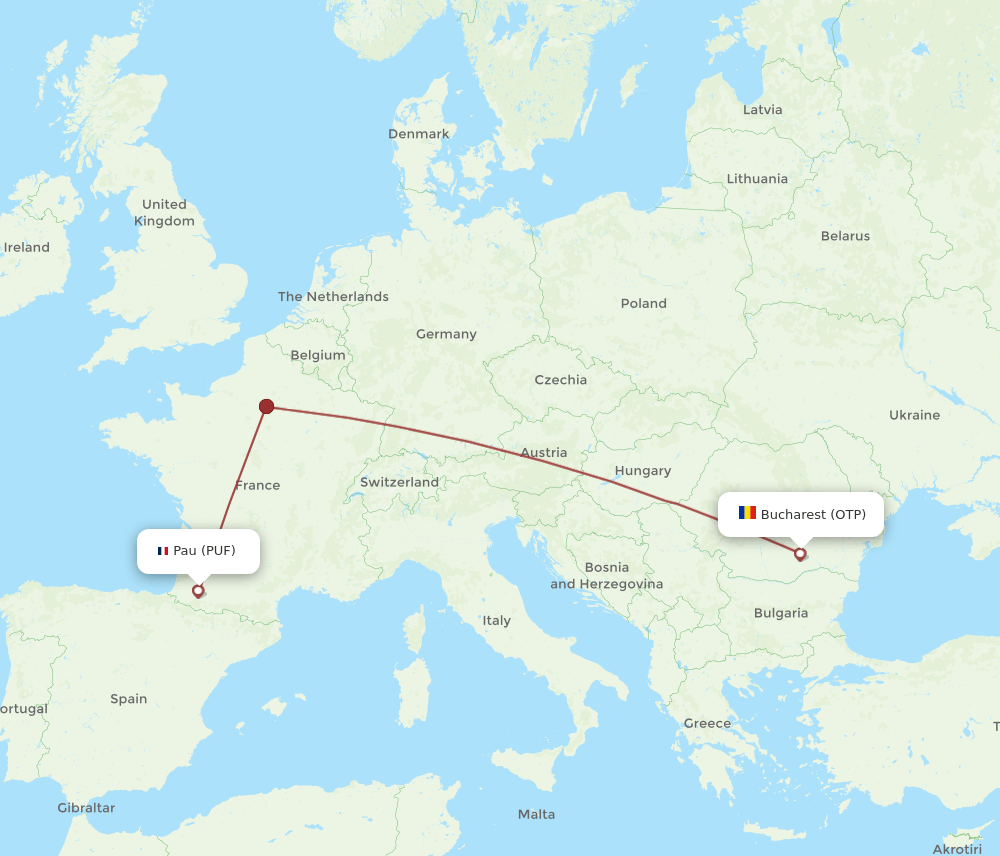 PUF to OTP flights and routes map