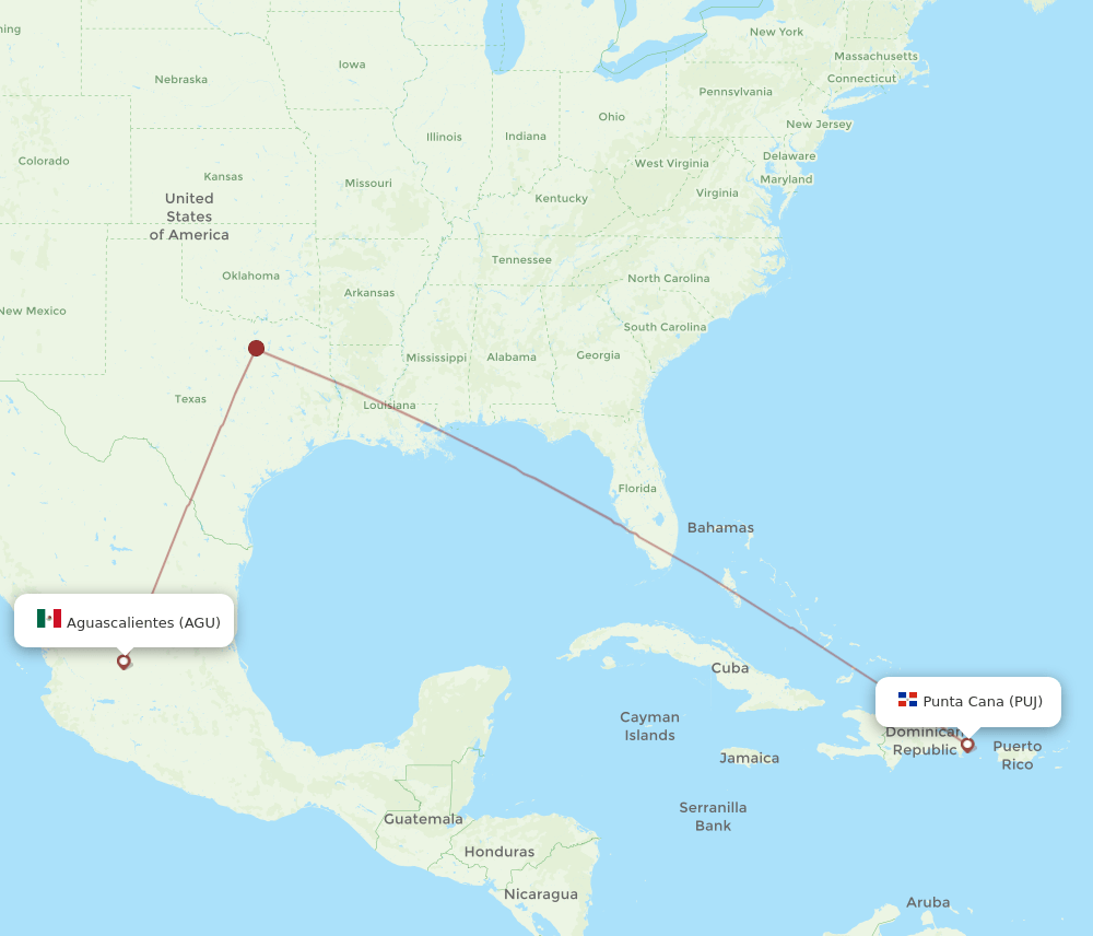 PUJ-AGU flight routes