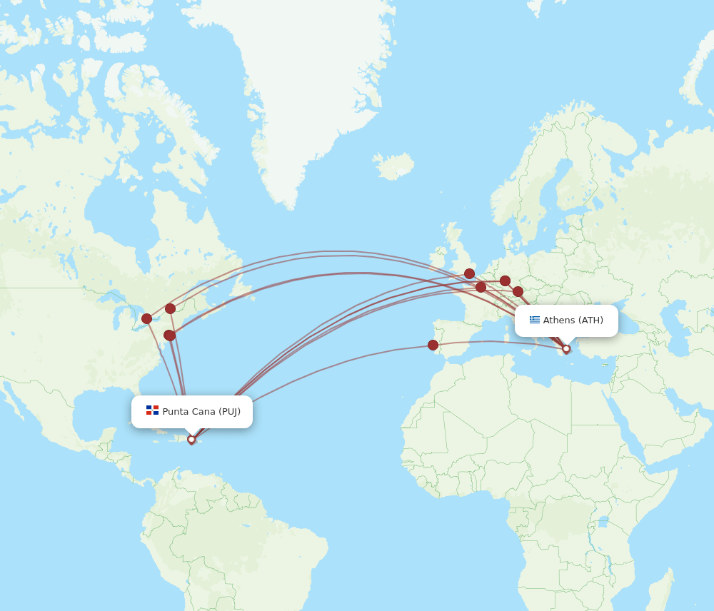 PUJ-ATH flight routes
