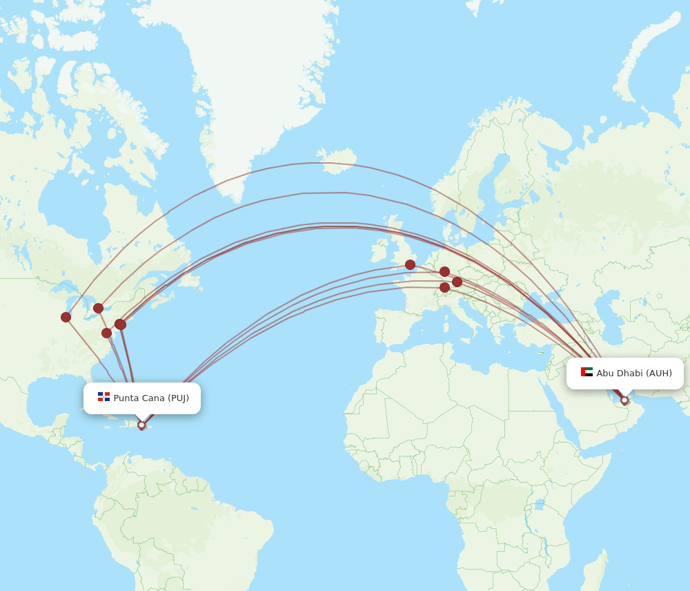 PUJ-AUH flight routes