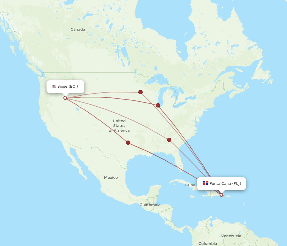 PUJ-BOI flight routes