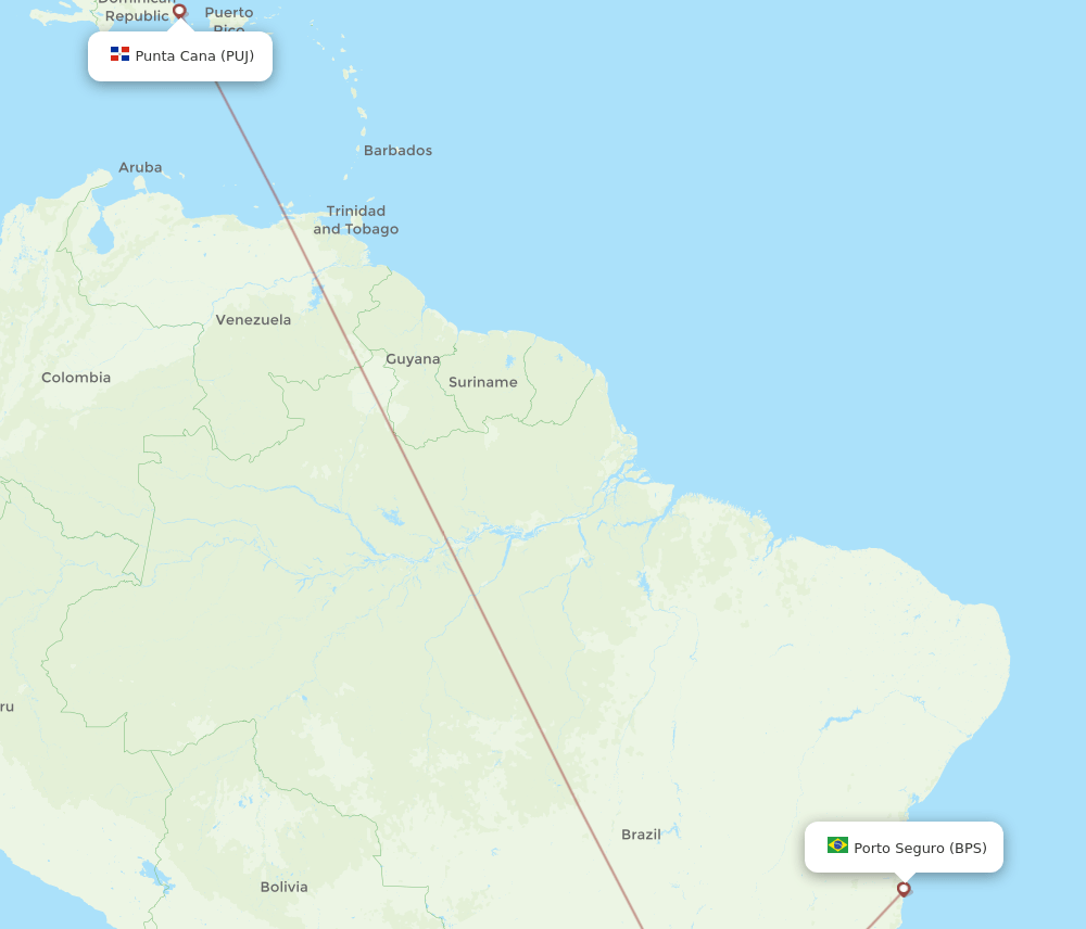 PUJ to BPS flights and routes map