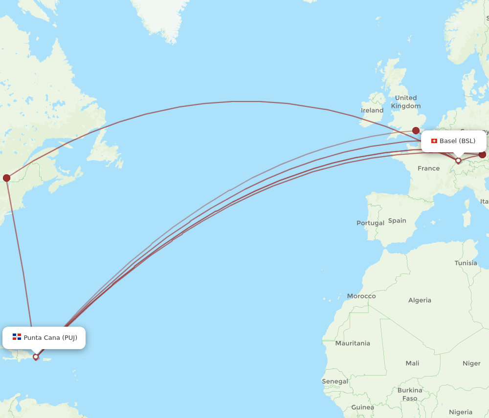 PUJ-BSL flight routes
