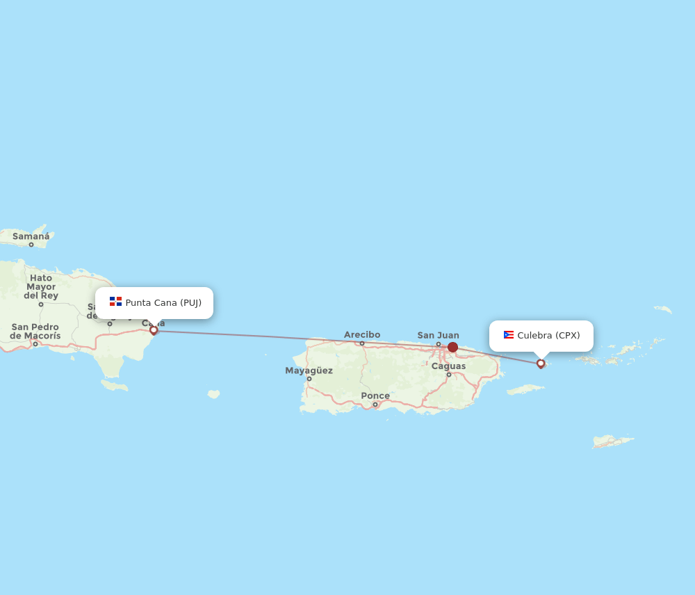 PUJ to CPX flights and routes map
