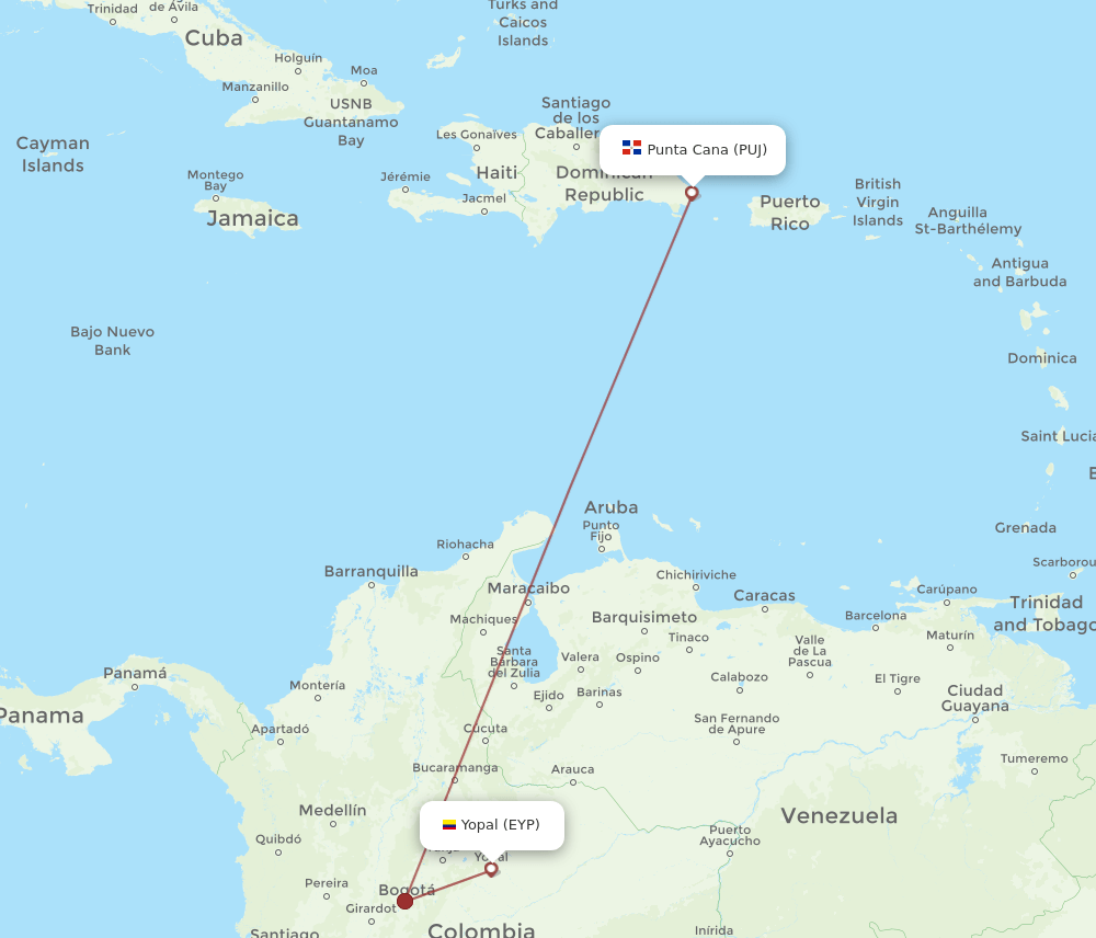 PUJ-EYP flight routes