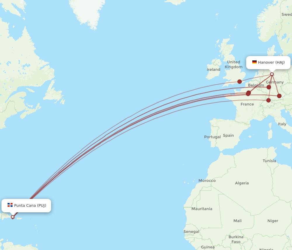 PUJ-HAJ flight routes