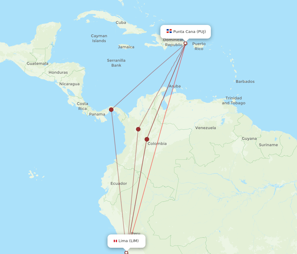 PUJ-LIM flight routes