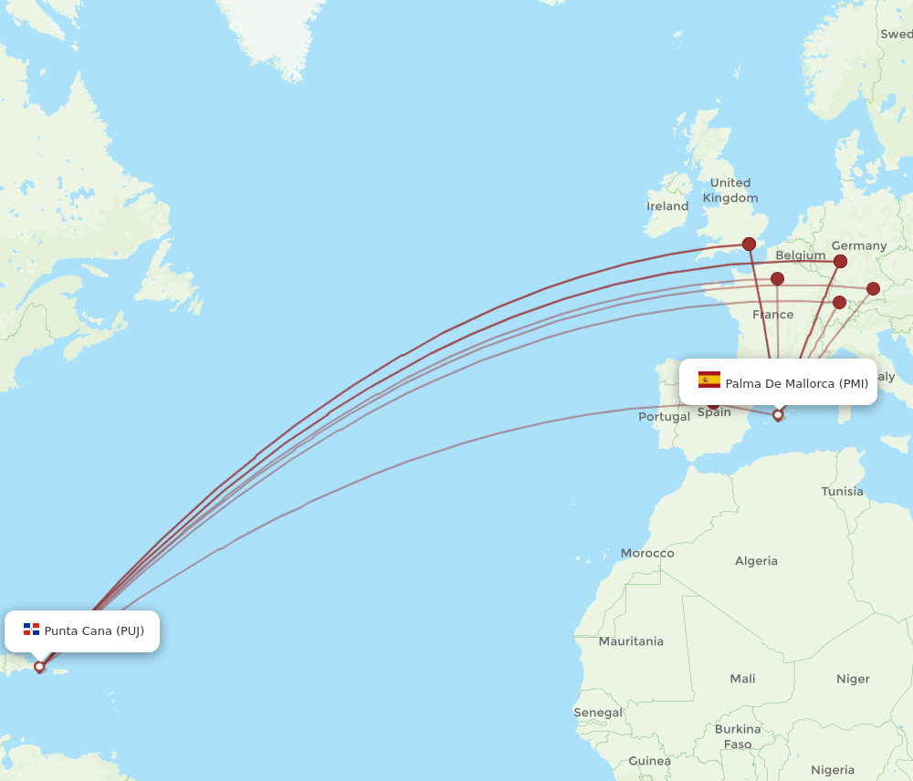 PUJ-PMI flight routes