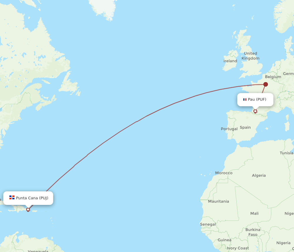 PUJ-PUF flight routes
