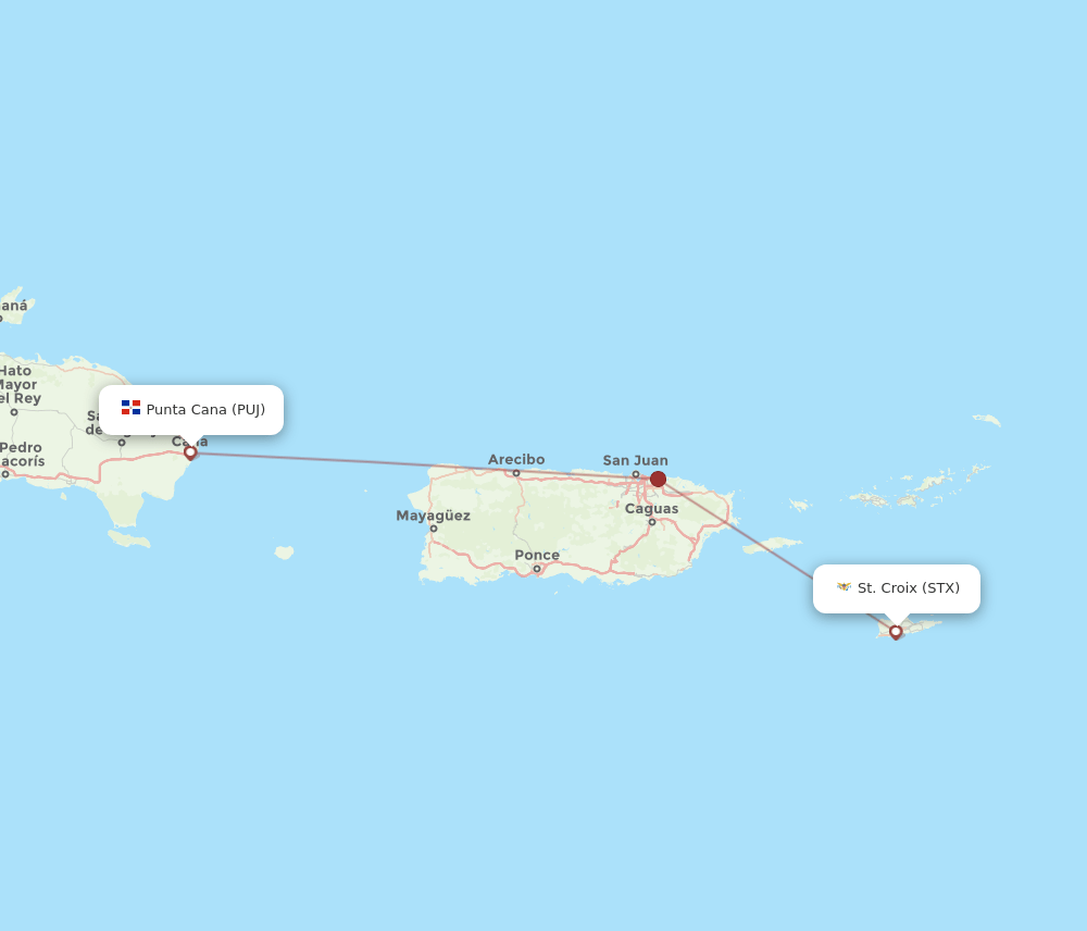 PUJ-STX flight routes