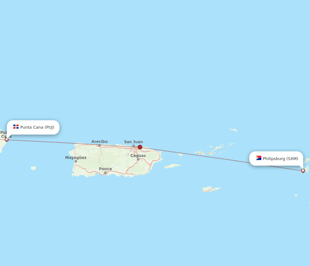 PUJ-SXM flight routes