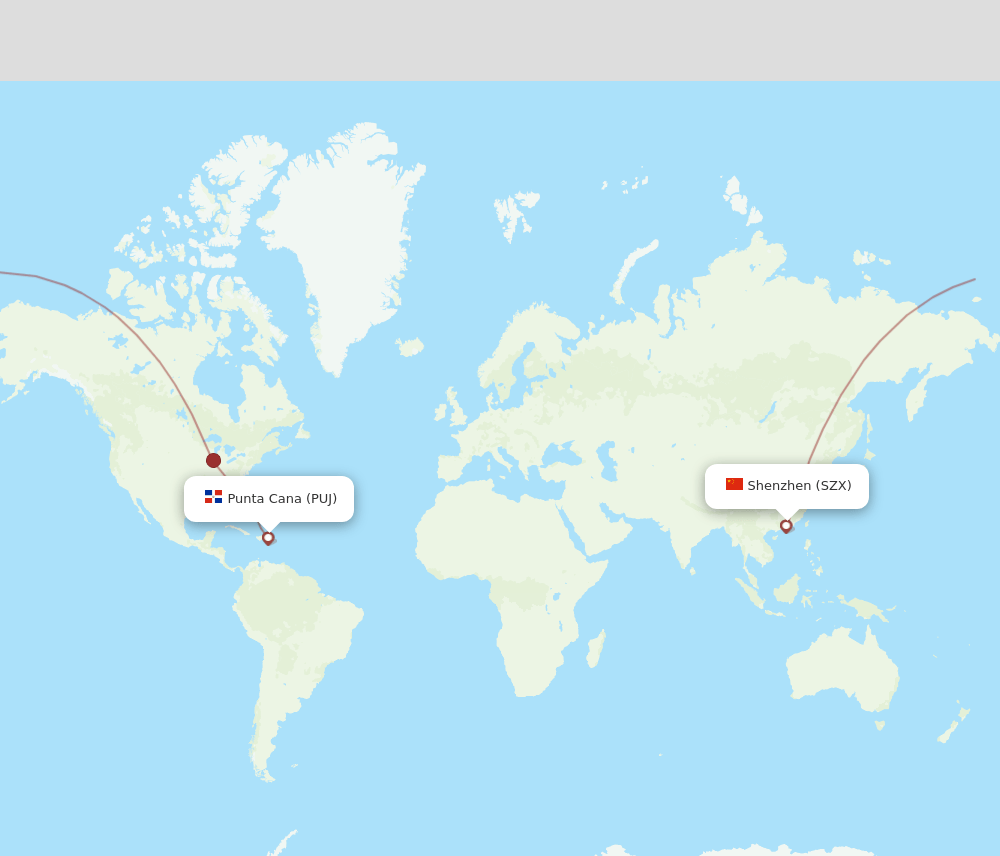 PUJ-SZX flight routes