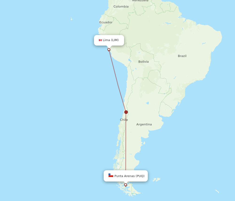 PUQ to LIM flights and routes map