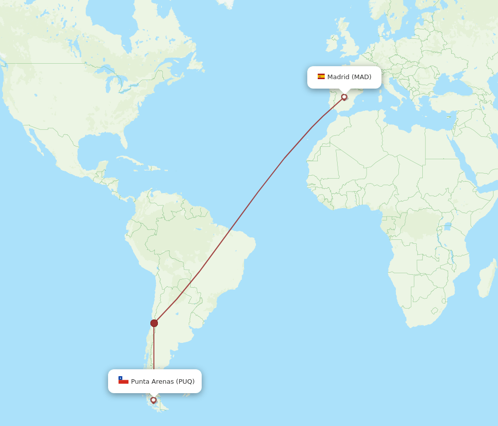 PUQ-MAD flight routes
