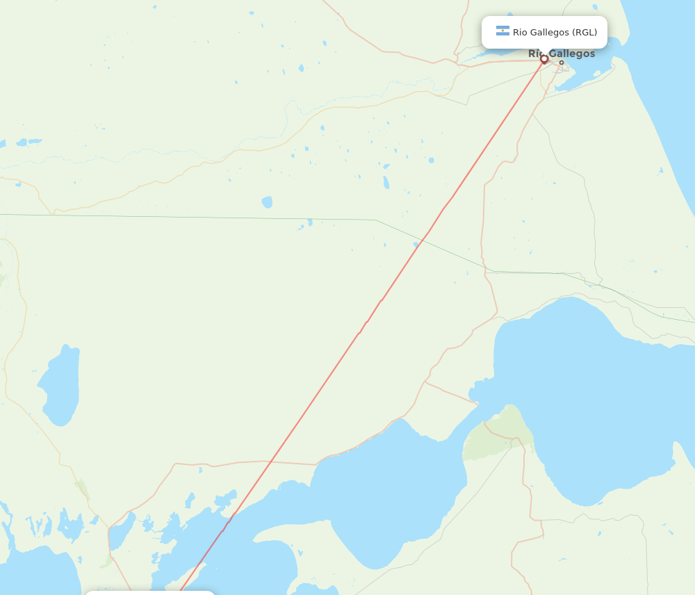 Punta Arenas - Rio Gallegos route map and flight paths