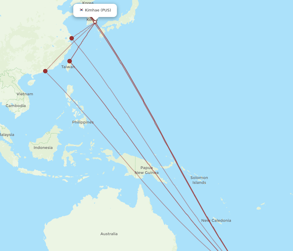 PUS-AKL flight routes