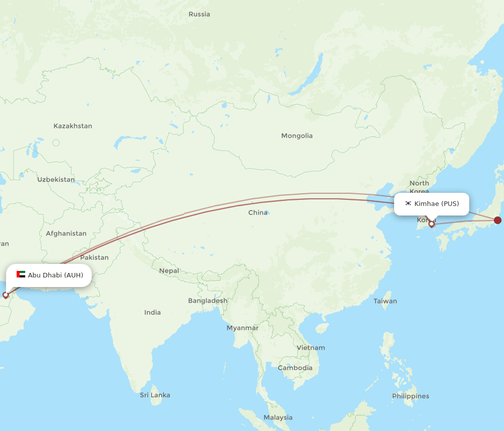 PUS-AUH flight routes