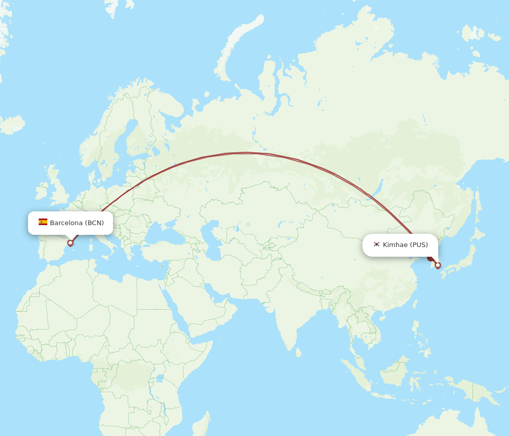 PUS-BCN flight routes