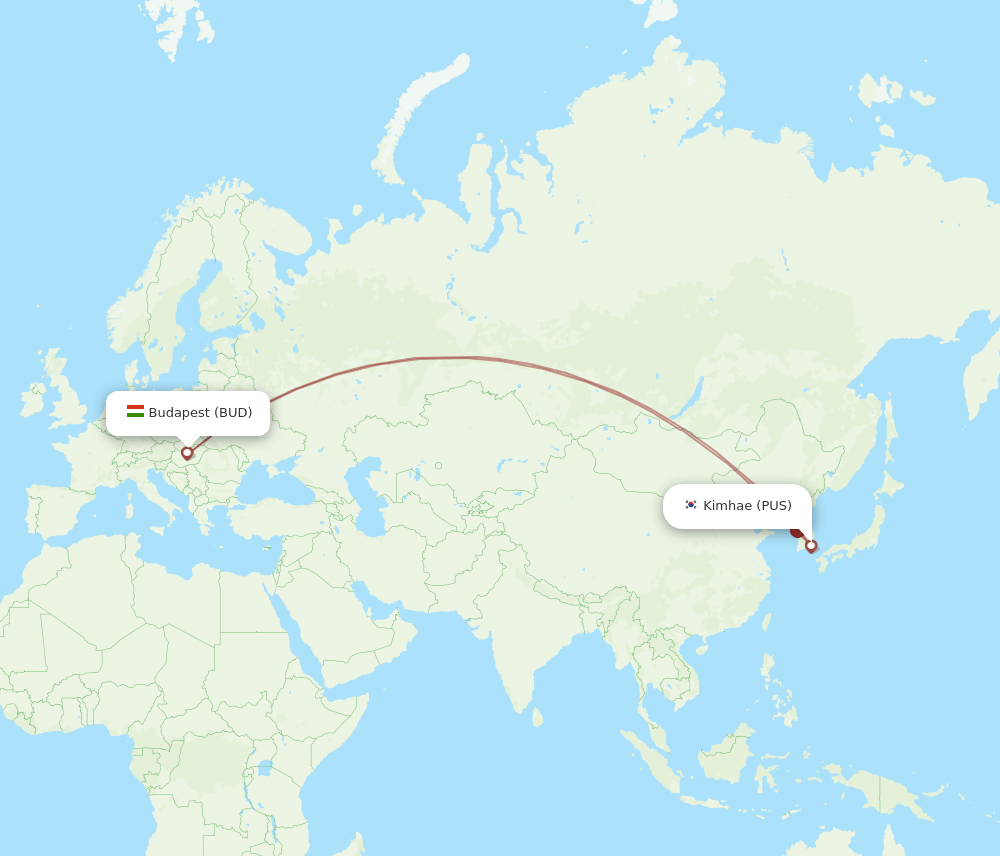 PUS-BUD flight routes
