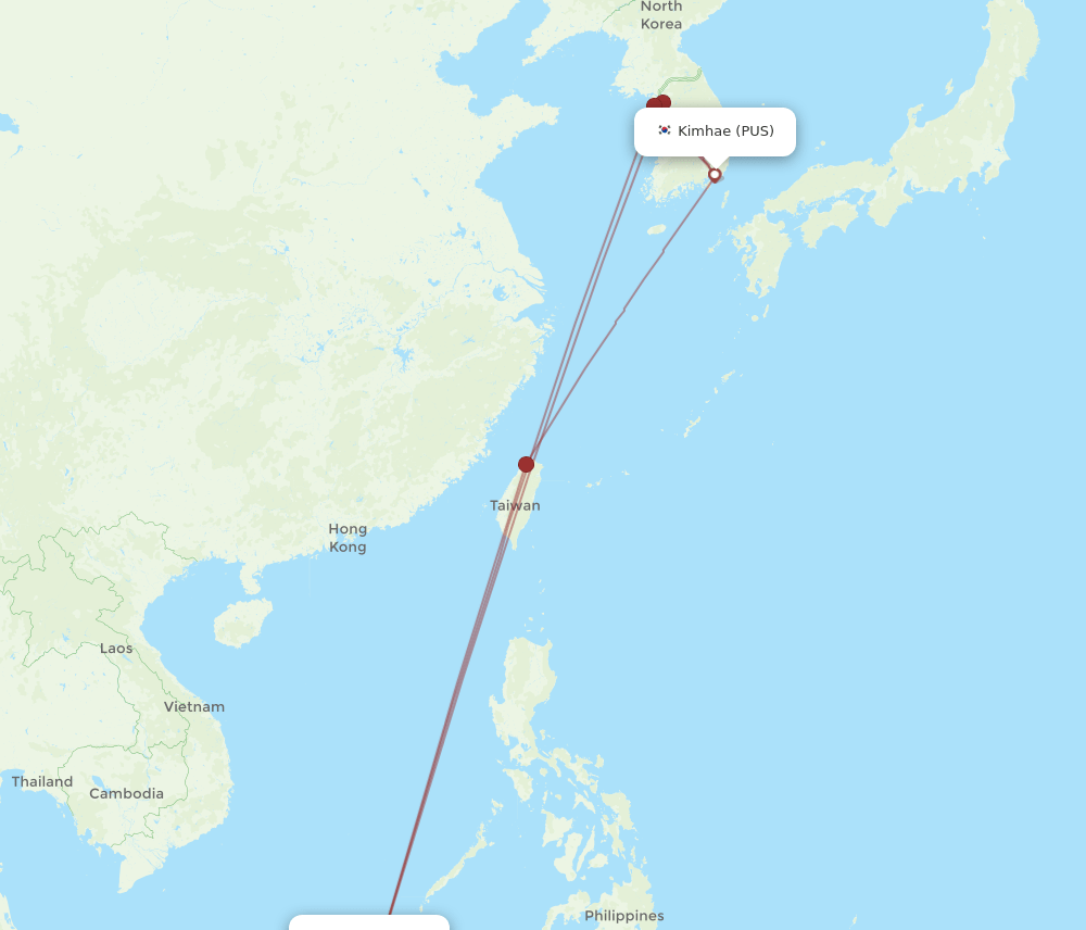 PUS-BWN flight routes
