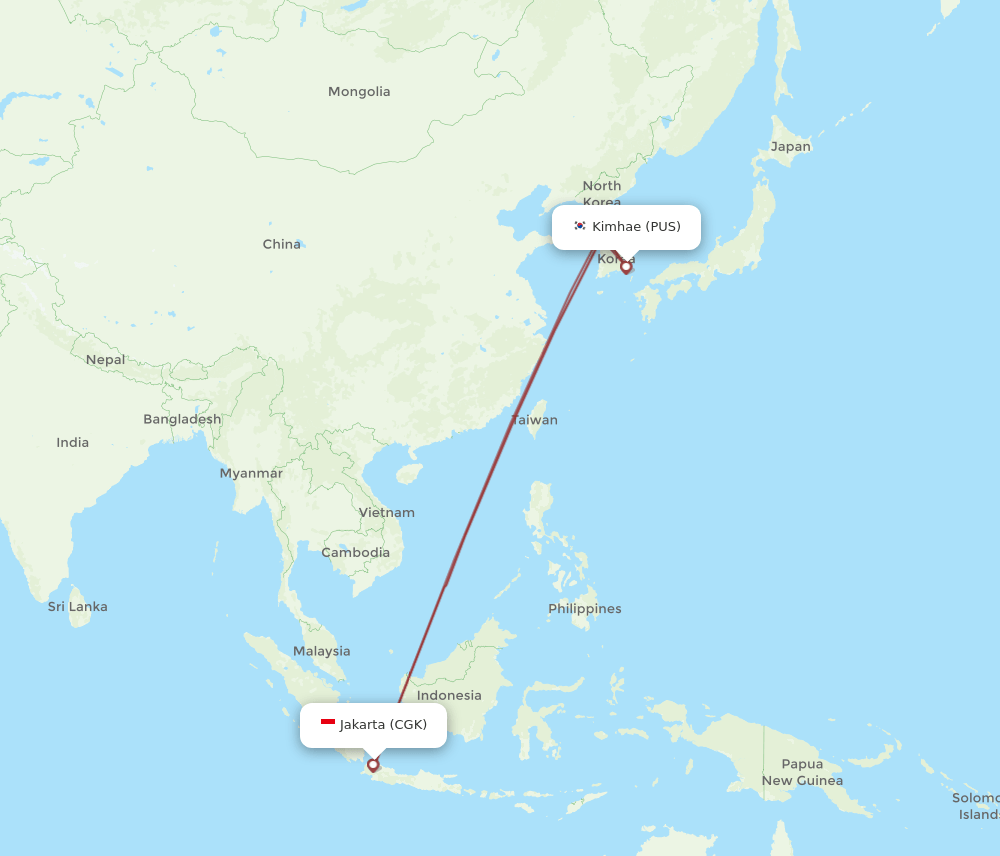 PUS-CGK flight routes