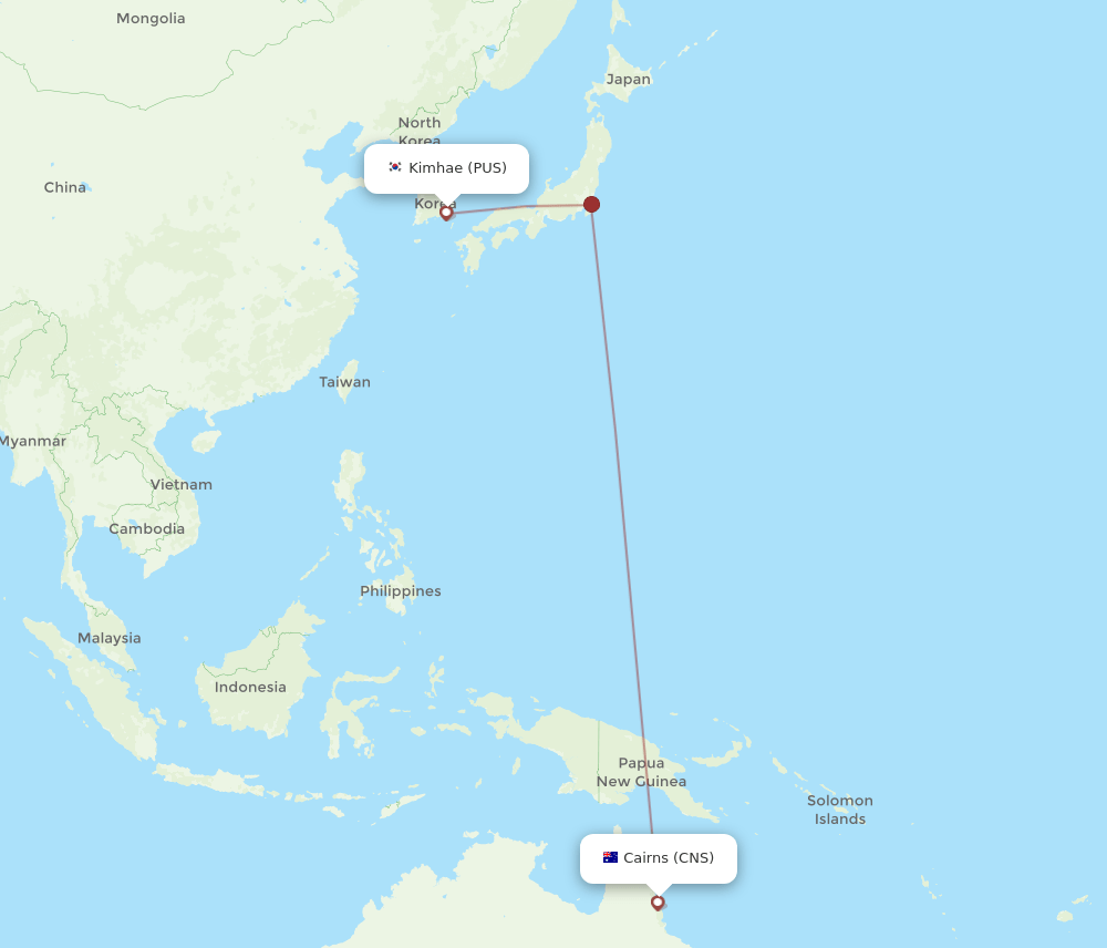 PUS to CNS flights and routes map