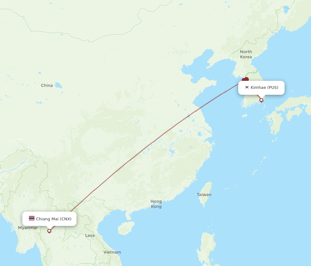 PUS to CNX flights and routes map