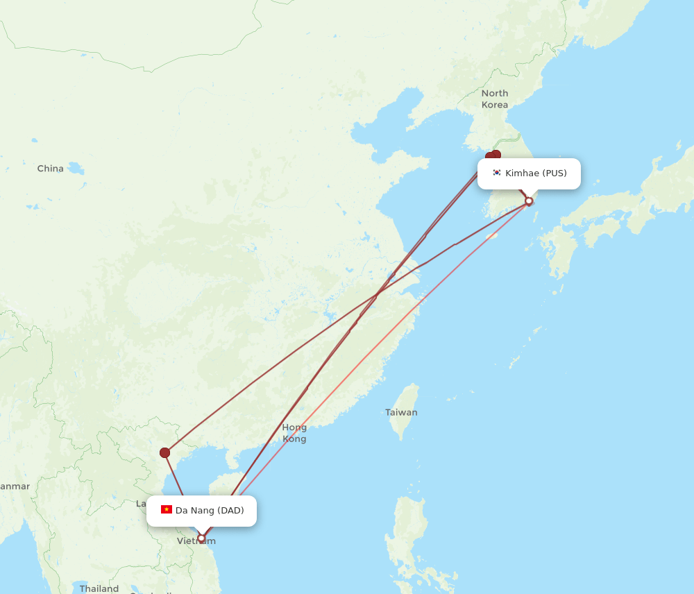 PUS-DAD flight routes
