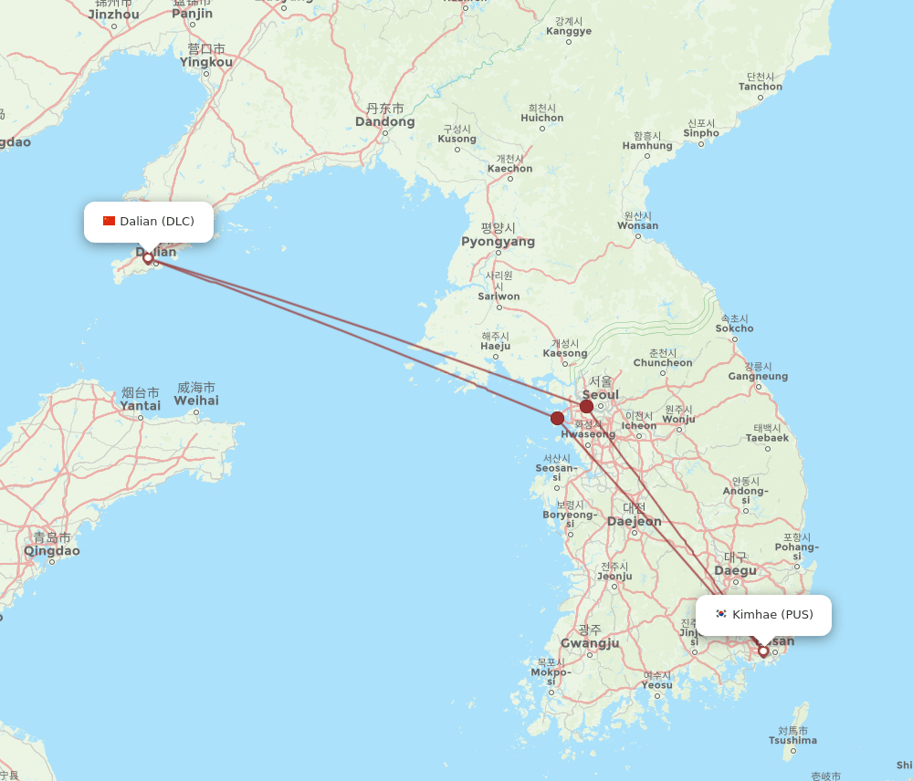 PUS-DLC flight routes