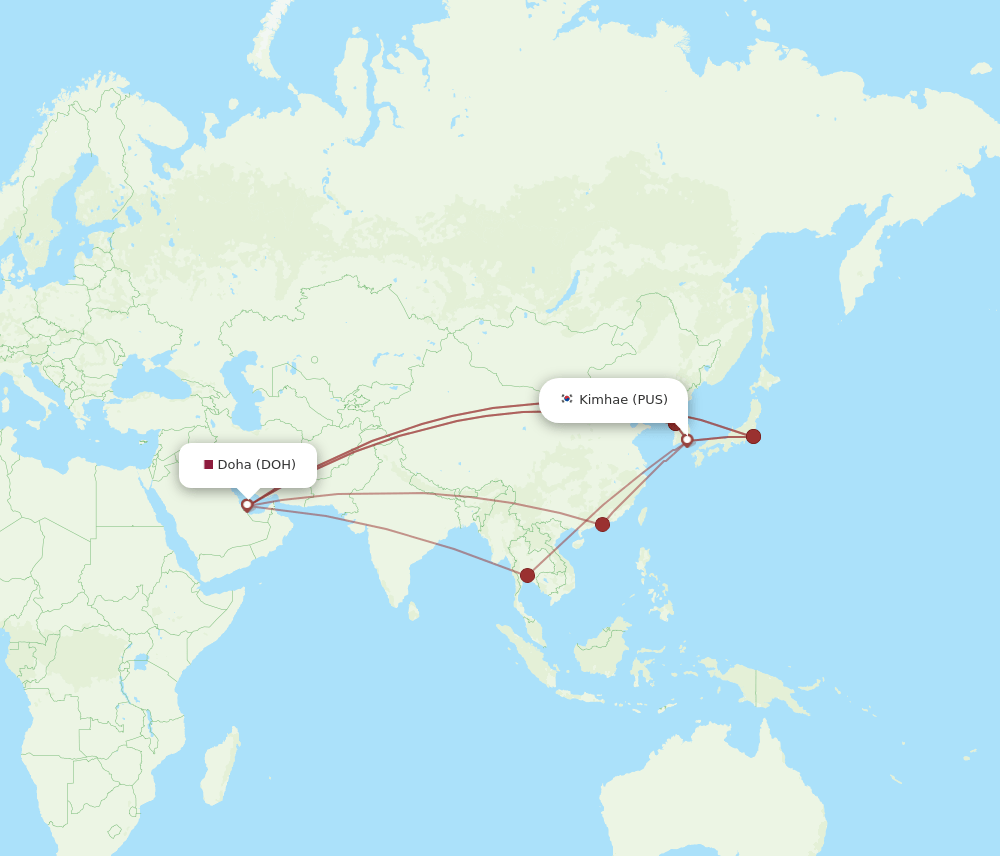 PUS-DOH flight routes
